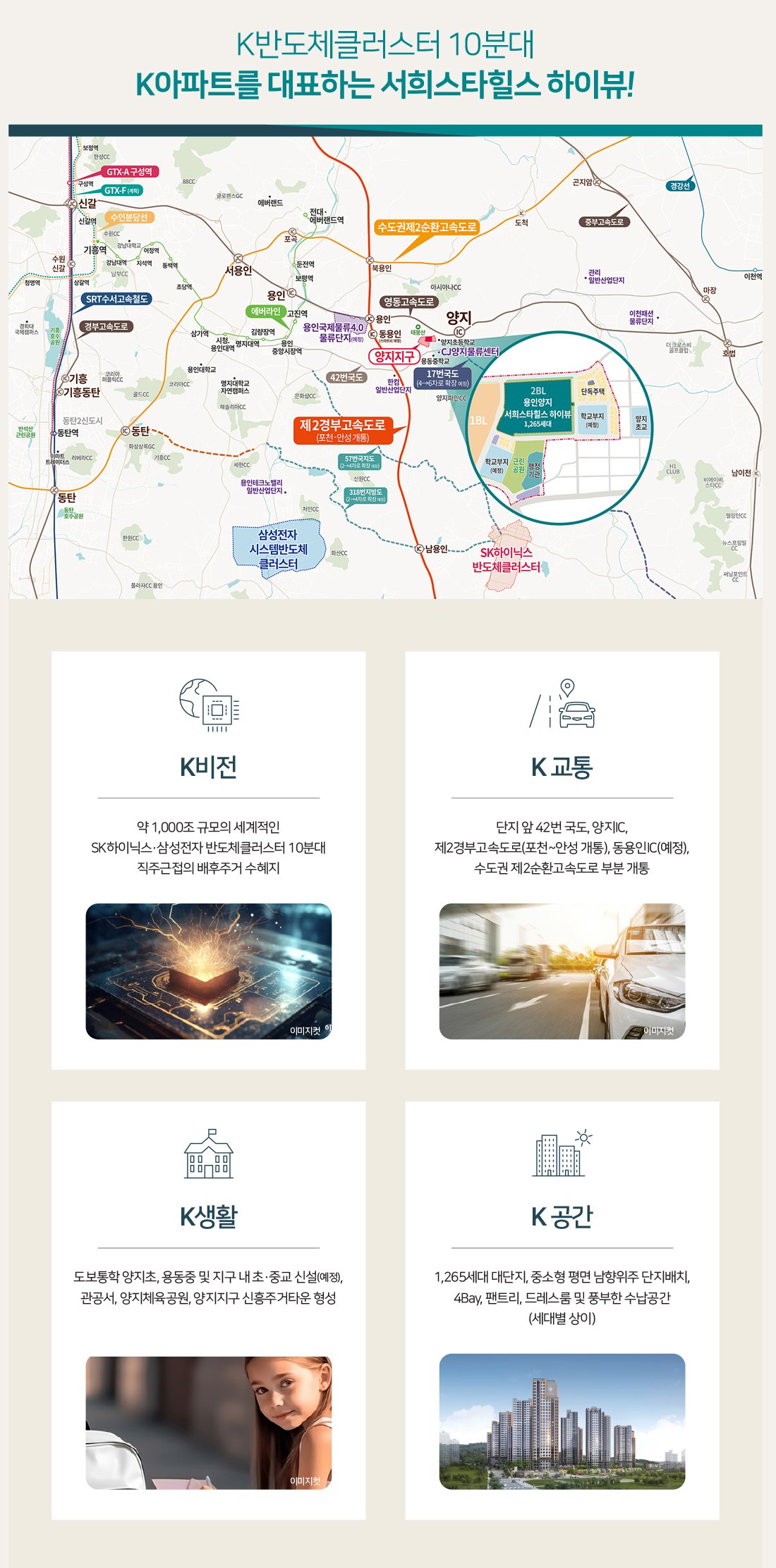 용인 양지 서희스타힐스 하이뷰 광역 위치도 — 양지IC・제2경부고속도로・반도체 클러스터 위치